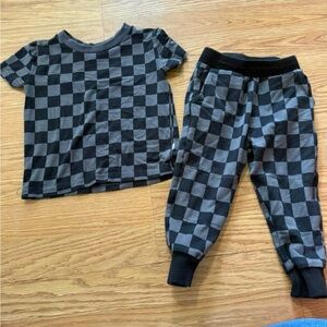 Little Sleepies Black and Gray Checkered Set Bamboo Checks Play Set 18 - 24 m